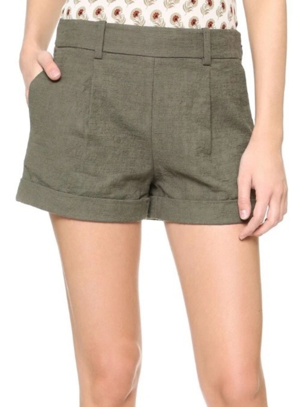 Diane Von Furstenberg Gillian High Waisted Shorts in Green Size 6